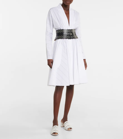 Alaïa Women's Laser-cut Leather Mules In White