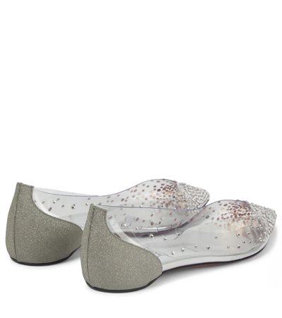 Christian Louboutin Degrastrass Embellished Ballet Flats In Vers Silver/lin Silver