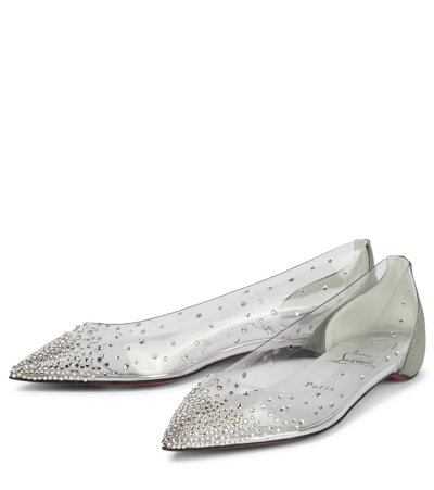 Christian Louboutin Degrastrass Embellished Ballet Flats In Vers Silver/lin Silver