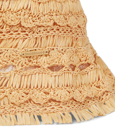 Shop Zimmermann Postcard Crochet Bucket Hat In Straw
