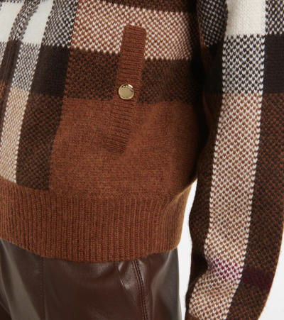 Shop Burberry Vintage Check Wool-blend Bomber Jacket In Dark Birch Brown