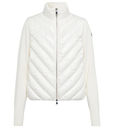 Shop Moncler Quilted Wool Cardigan In White