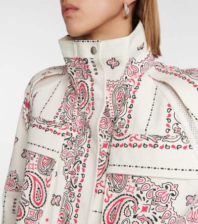 Shop Sacai Paisley Cotton Denim Jacket In Off White