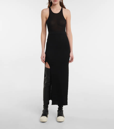 Shop Rick Owens Wool-blend Bodycon Midi Skirt In Black