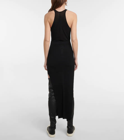 Shop Rick Owens Wool-blend Bodycon Midi Skirt In Black