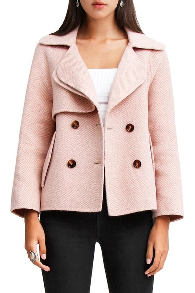 Belle & Bloom I'm Yours Double Breasted Wool Blend Coat In Blush