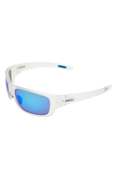 Revo Jasper 61mm Rectangular Polarized Sunglasses In Matte Crystal/ H2o Blue