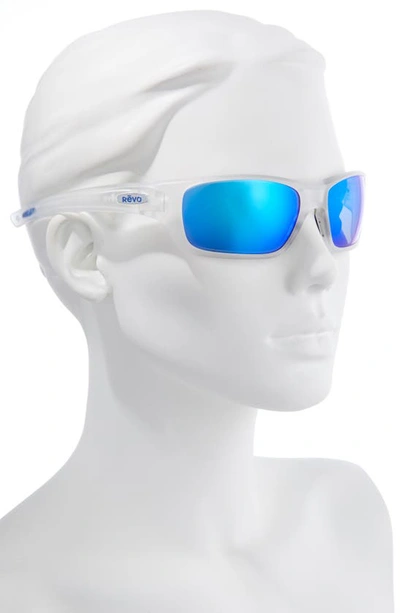 Revo Jasper 61mm Rectangular Polarized Sunglasses In Matte Crystal/ H2o Blue