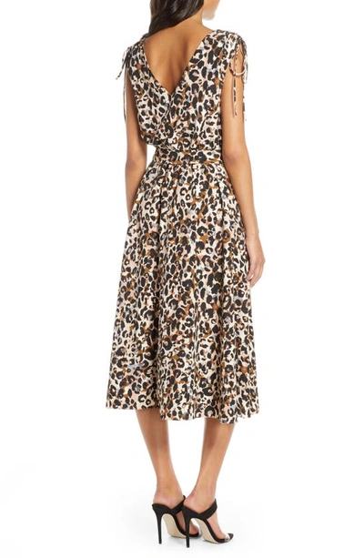 Shop Julia Jordan Leopard Print Midi Dress In Tan Multi
