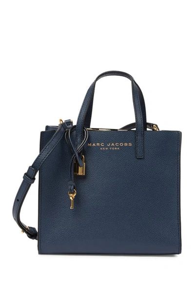 Marc Jacobs Mini Grind Coated Leather Tote In Blue Sea