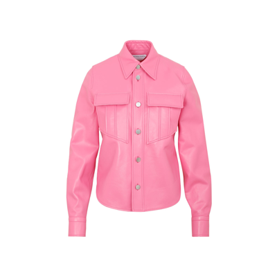 Shop Bottega Veneta Leather Shirt In Pink &amp; Purple