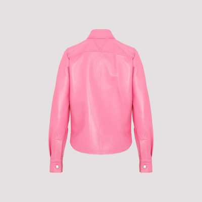Shop Bottega Veneta Leather Shirt In Pink &amp; Purple