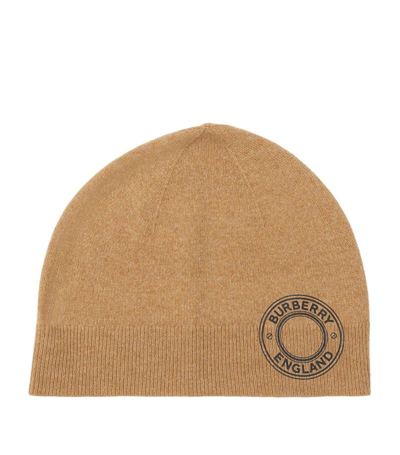 Shop Burberry Cashmere-blend Logo Beanie In Brown