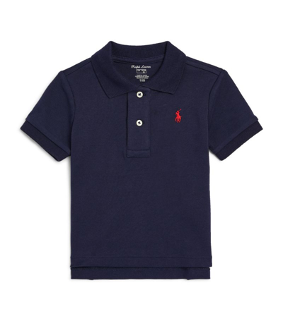 Shop Ralph Lauren Cotton Logo Polo Shirt (3-24 Months) In Navy