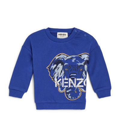 Shop Kenzo Elephant Print Sweatshirt (6-36 Months) In Navy