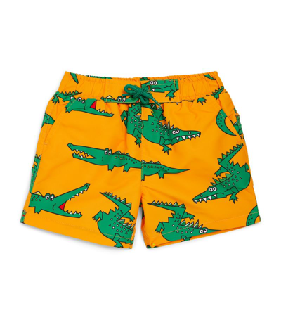 Shop Stella Mccartney Kids Crocodile-print Swim Shorts (3-36 Months) In Green