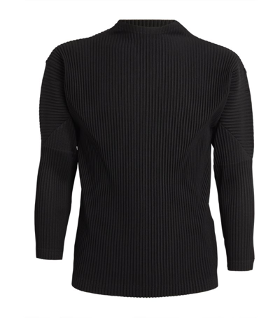 Shop Issey Miyake Pleated Long-sleeved T-shirt In Black