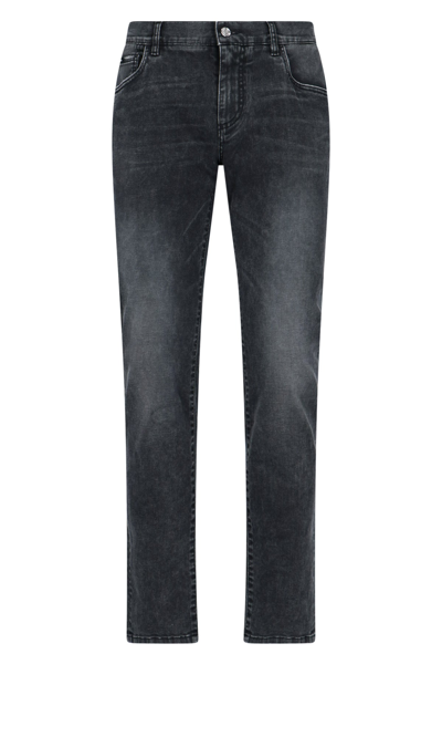 Shop Dolce & Gabbana Straight Leg Jeans In Grey