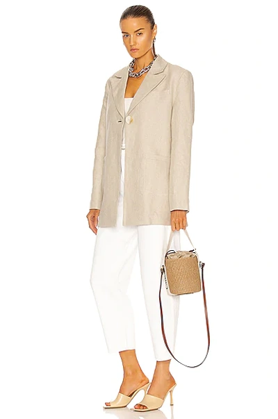 Chloé Woody Small Mifuko Basket Bag In Fair Trade Paper Embellished With Linen In White