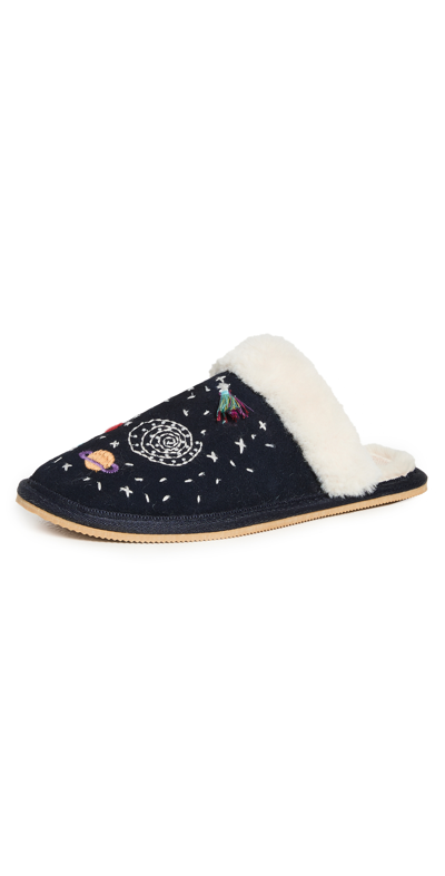 Shop Soludos Cosmic Dream Cozy Slippers In Midnight Blue