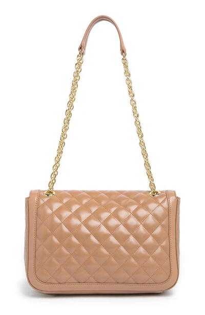 Shop Love Moschino Diamond Quilted Shoulder Bag In Cammello