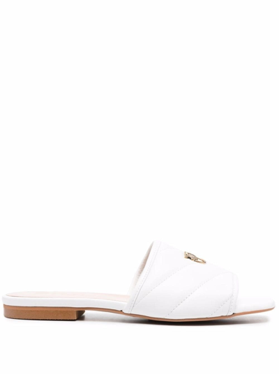Shop Pinko Woman's Molly White Leather Mules