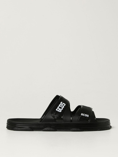 Shop Gcds Rubber Sandal With Logo In Black