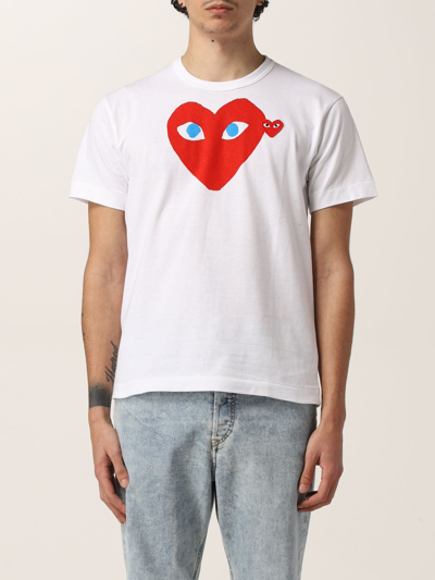 Shop Comme Des Garçons Play T-shirt In Cotton In White