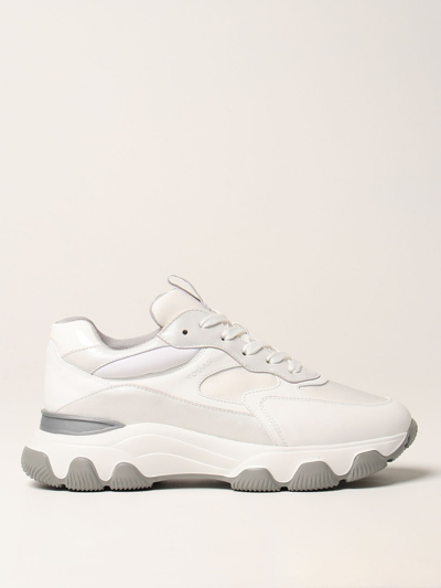Shop Hogan Hyperactive  Sneakers In Leather And Technical Fabric In White