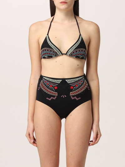 Shop Ermanno Scervino Bikini Bottoms With Contrasting Embroidery In Multicolor