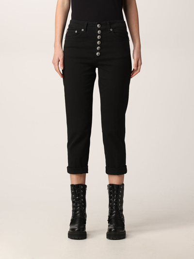 Shop Dondup Cropped Jeans In Cotton Denim In Black
