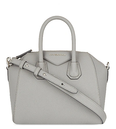 Shop Givenchy Antigona Mini Soft-grained Leather Tote In Pearl Grey