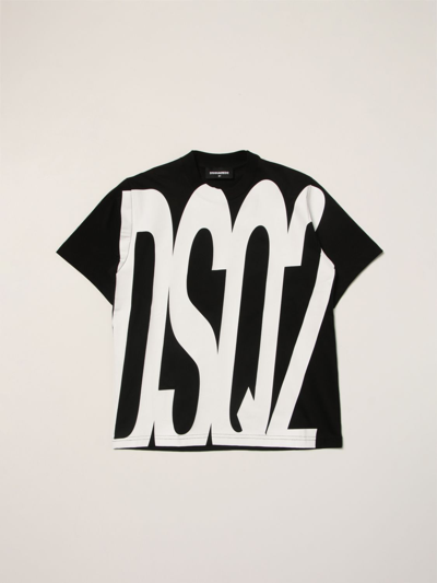 Shop Dsquared2 Junior T-shirt With Big Logo In Black
