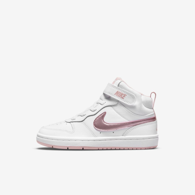 Shop Nike Court Borough Mid 2 Little Kids' Shoes In White,pink Glaze