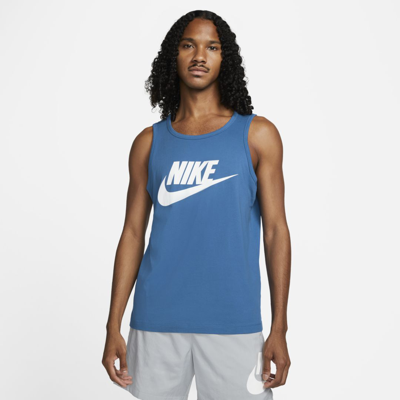 Shop Nike Sportswear Men's Tank In Dark Marina Blue,white