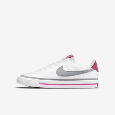 Shop Nike Court Legacy Big Kids' Shoes In White,pink Prime,kumquat,light Smoke Grey