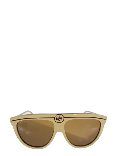 Shop Gucci Eyewear Sunglasses In Beige