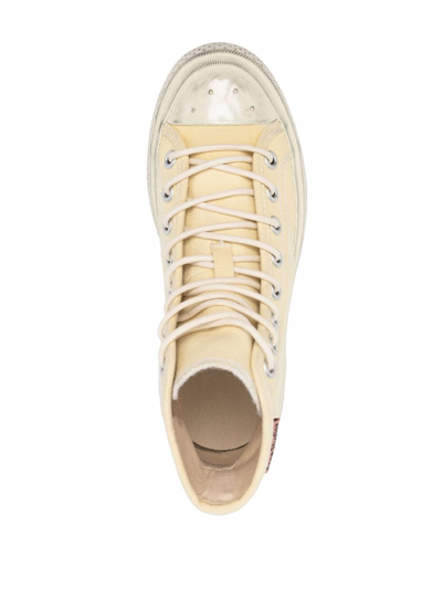 Shop Acne Studios Ballow Tumbled High-top Sneakers In Gelb
