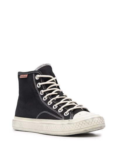 Acne Studios Ballow Tumbled Distressed Canvas Hi-top Sneakers In Schwarz