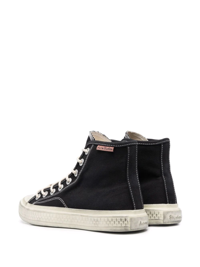 Acne Studios Ballow Tumbled Distressed Canvas Hi-top Sneakers In Schwarz