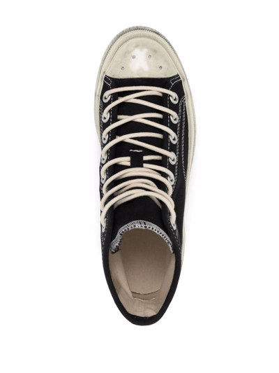Acne Studios Ballow Tumbled Distressed Canvas Hi-top Sneakers In Schwarz