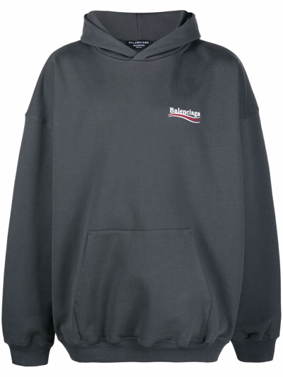 Shop Balenciaga Political Campaign Hoodie In Grau