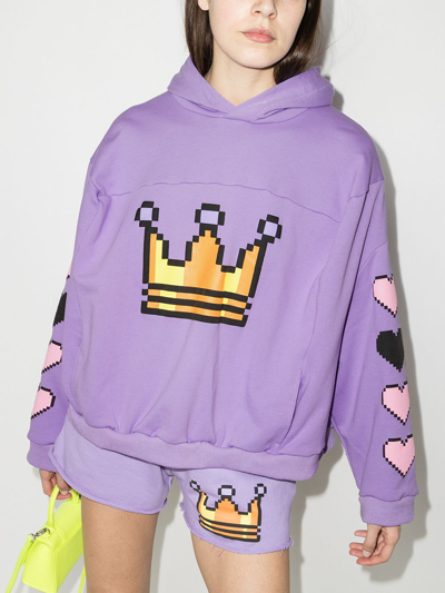 Shop Natasha Zinko Queen Pixelated-print Hoodie In Violett