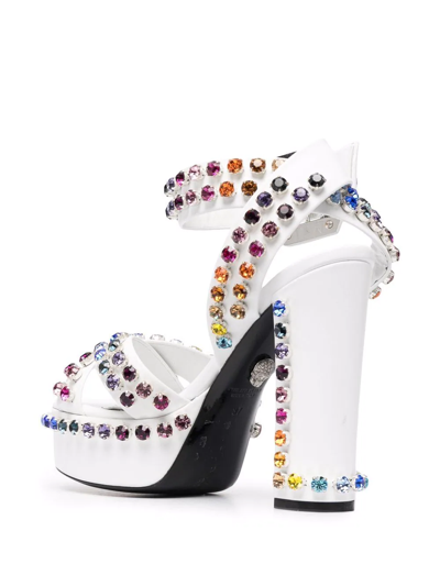 Shop Philipp Plein Crystal-embellished Sandals In White