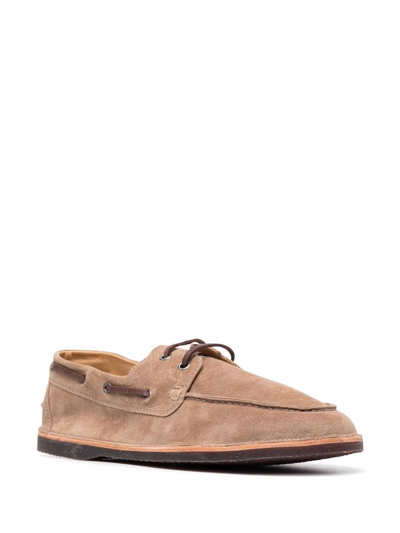 Brunello Cucinelli Lace-up Suede Loafers In Neutrals