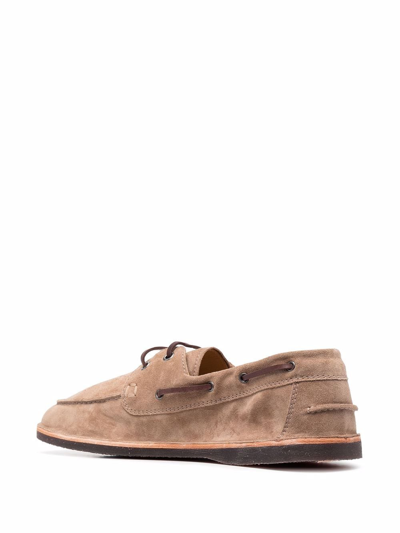 Brunello Cucinelli Lace-up Suede Loafers In Neutrals