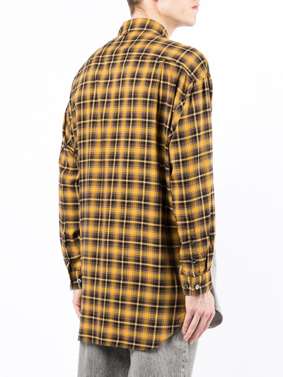 Shop Undercoverism Patchwork Plaid Long-sleeve Shirt In Yellow