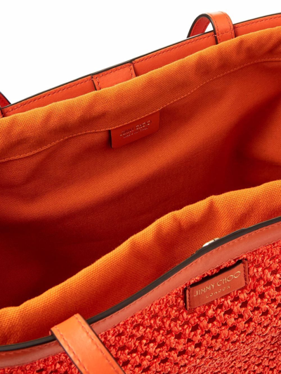 Shop Jimmy Choo Nine2five Logo-patch Tote Bag In Orange