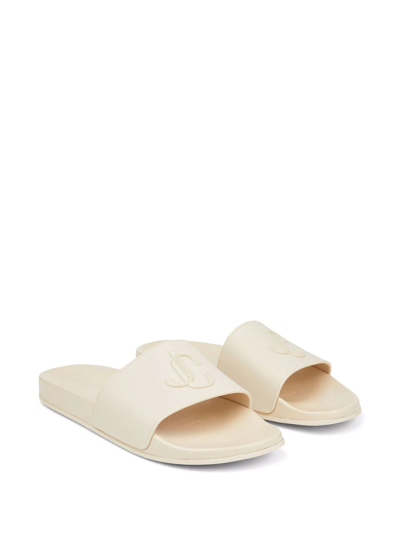 Jimmy Choo Port Logo-plaque Slides In Nude