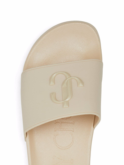 Jimmy Choo Port Logo-plaque Slides In Nude